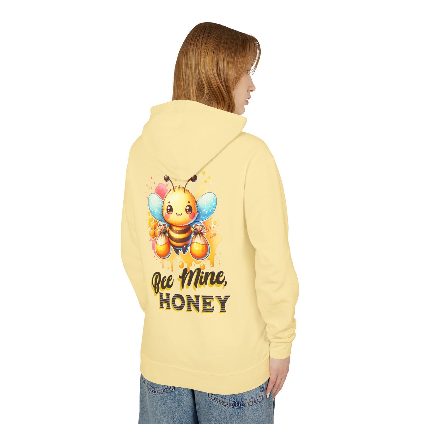 Bee Mine Honey - Romantic Unisex Lightweight Hooded Sweatshirt