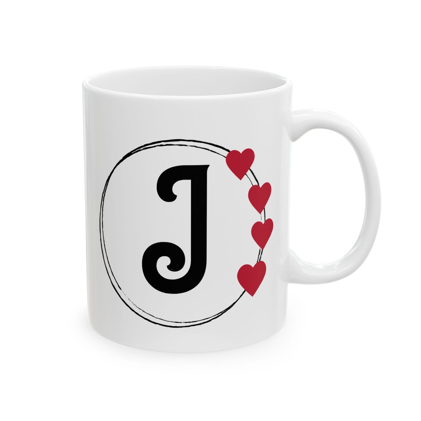 Letter "J" Monogram Heart Design Coffee Mug