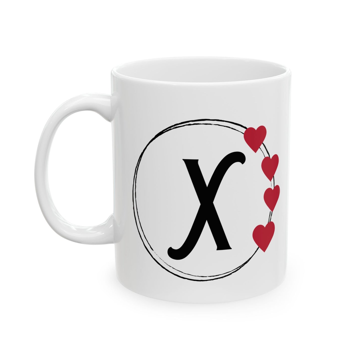Letter "X" Monogram Heart Design Coffee Mug