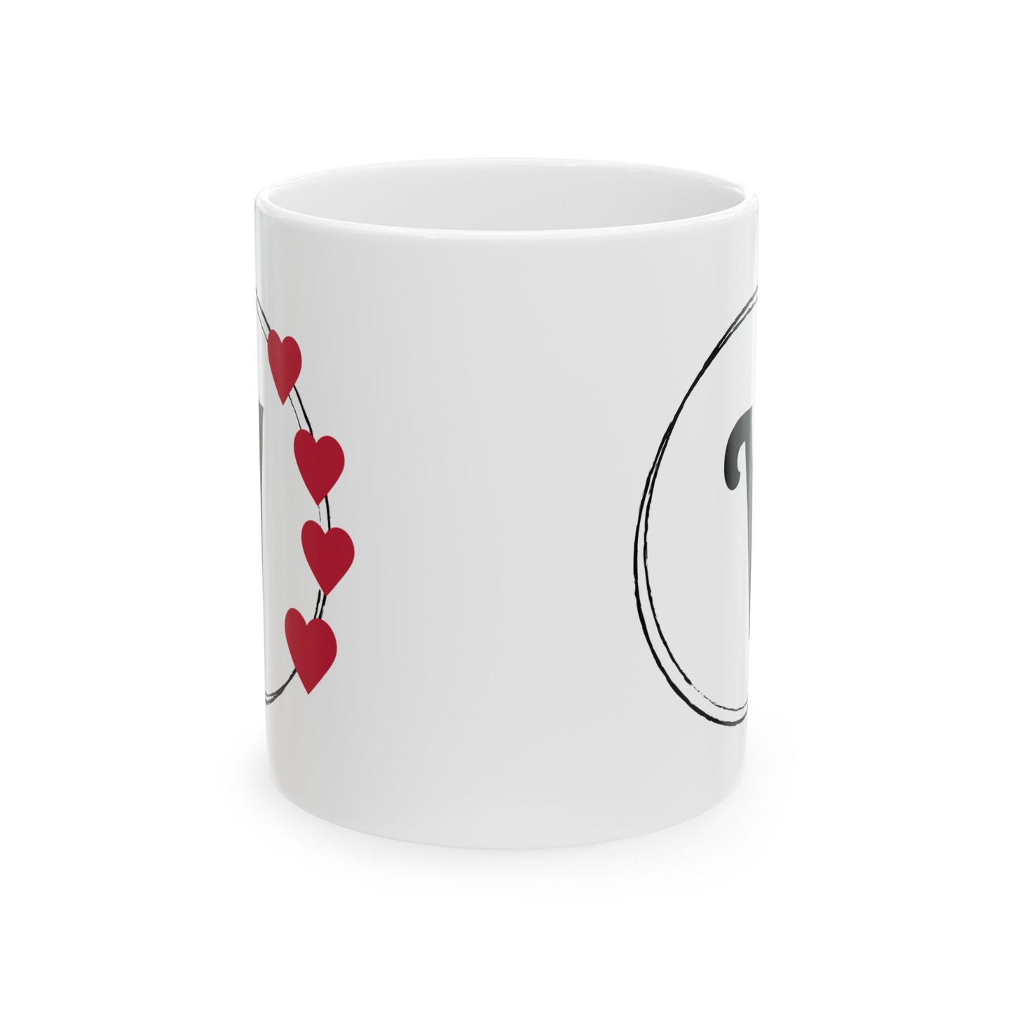 Letter "V" Monogram Heart Design Coffee Mug