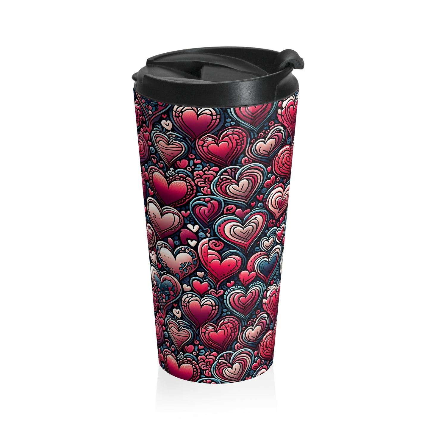 Decorative Heart Pattern - Stainless Steel Travel Mug