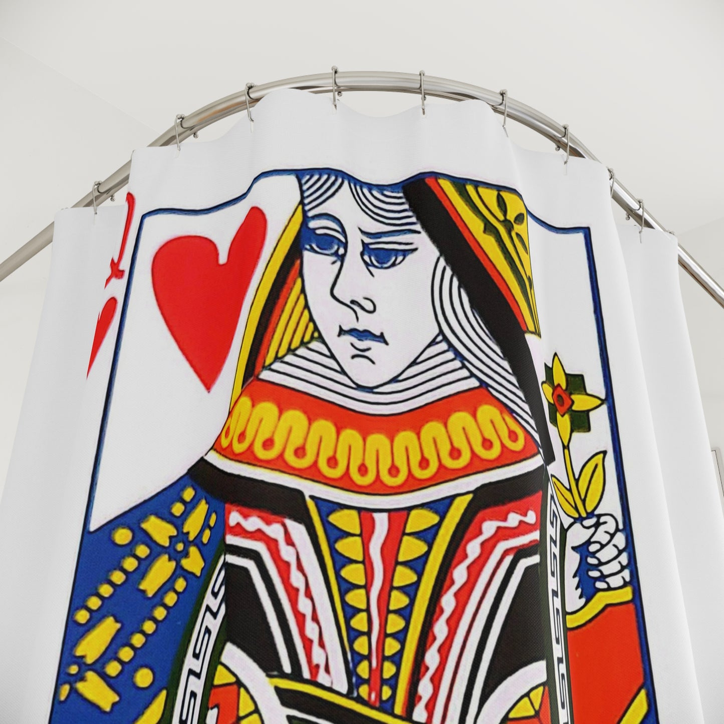 Queen of Hearts Playing Card - Shower Curtain - White