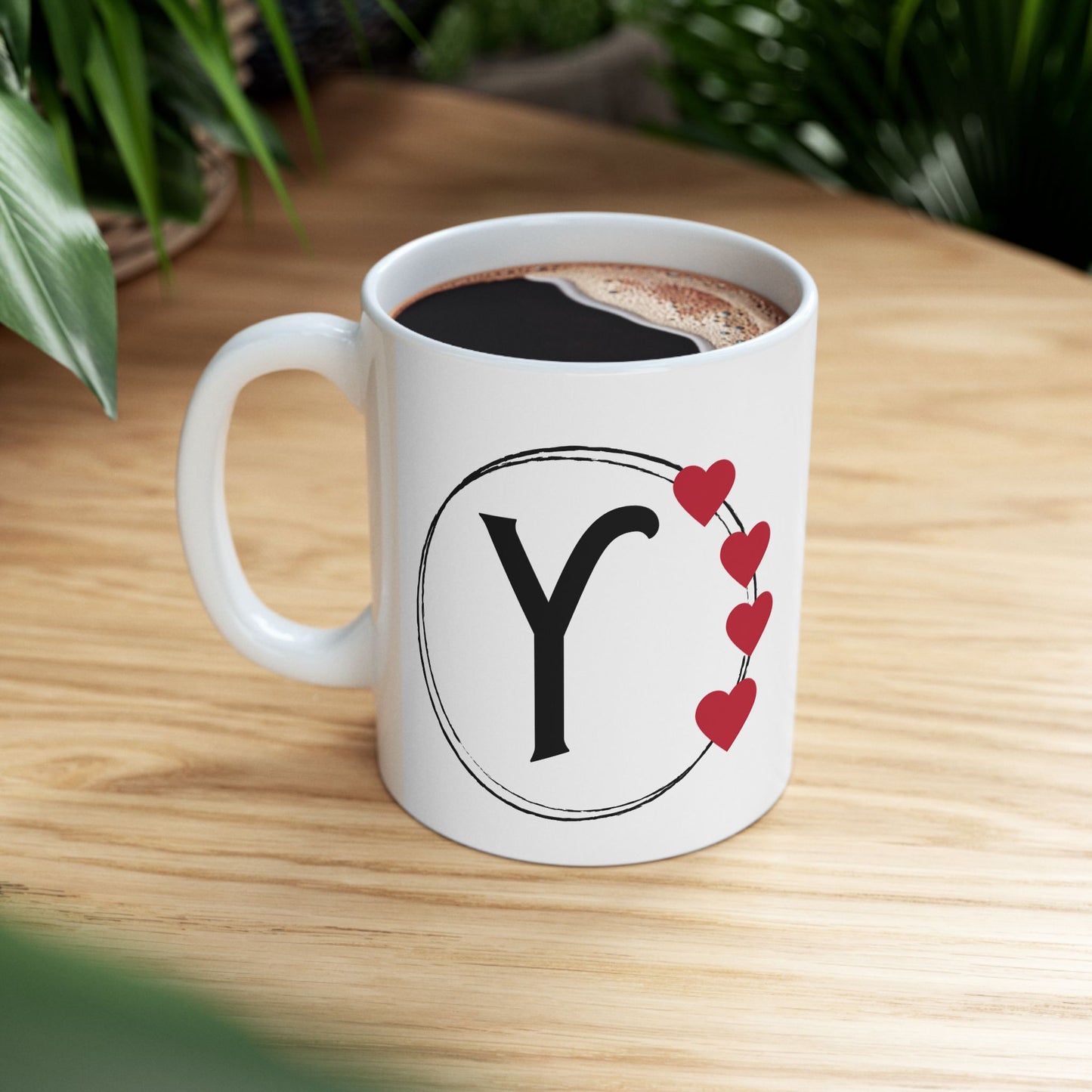 Letter "Y" Monogram Heart Design Coffee Mug
