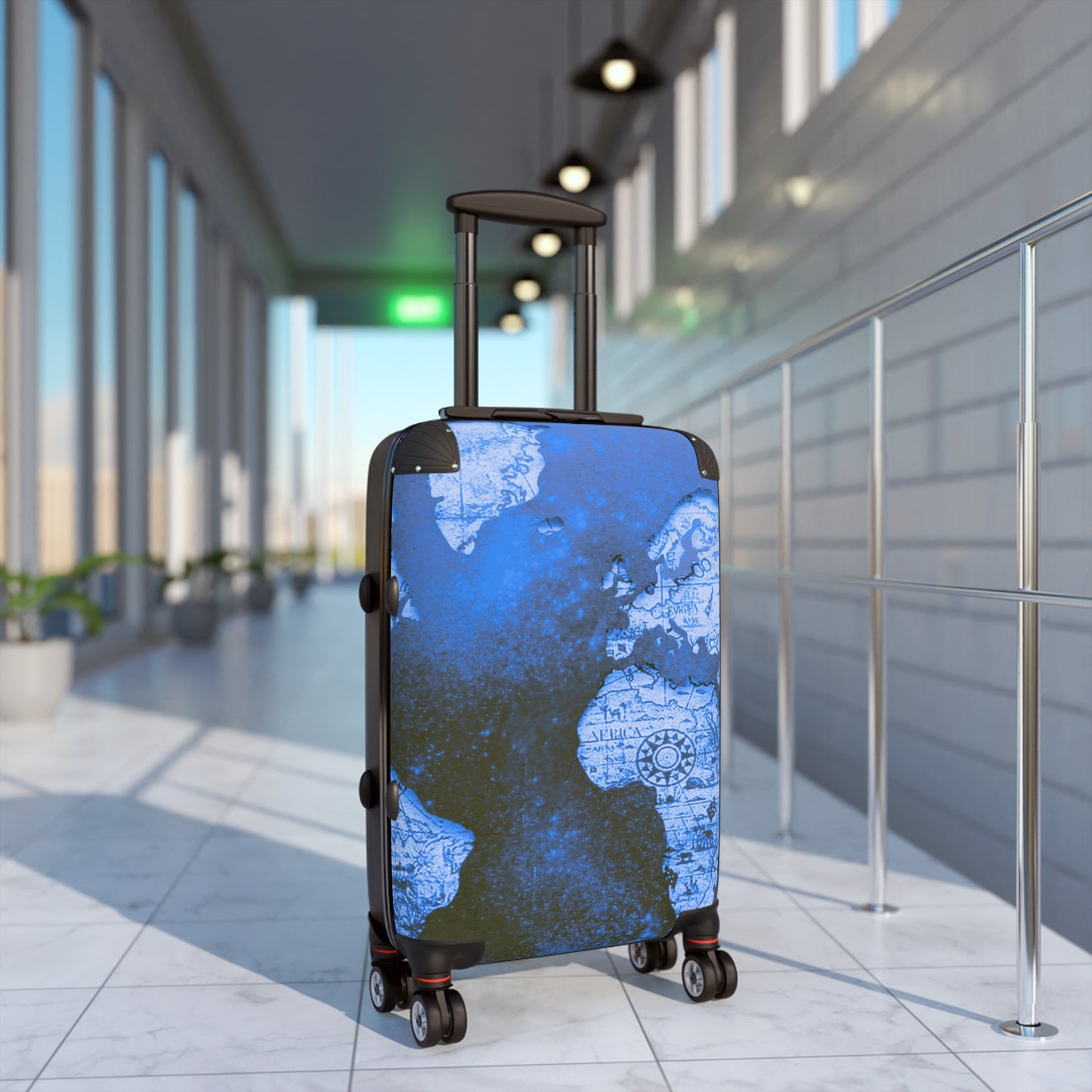 Blue World Map Suitcase