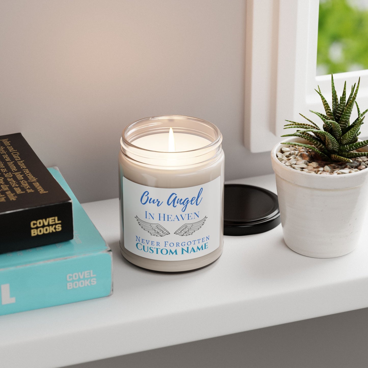 Personalized "Our Angel In Heaven, Never Forgotten" Sympathy Scented Soy Candle, 9oz