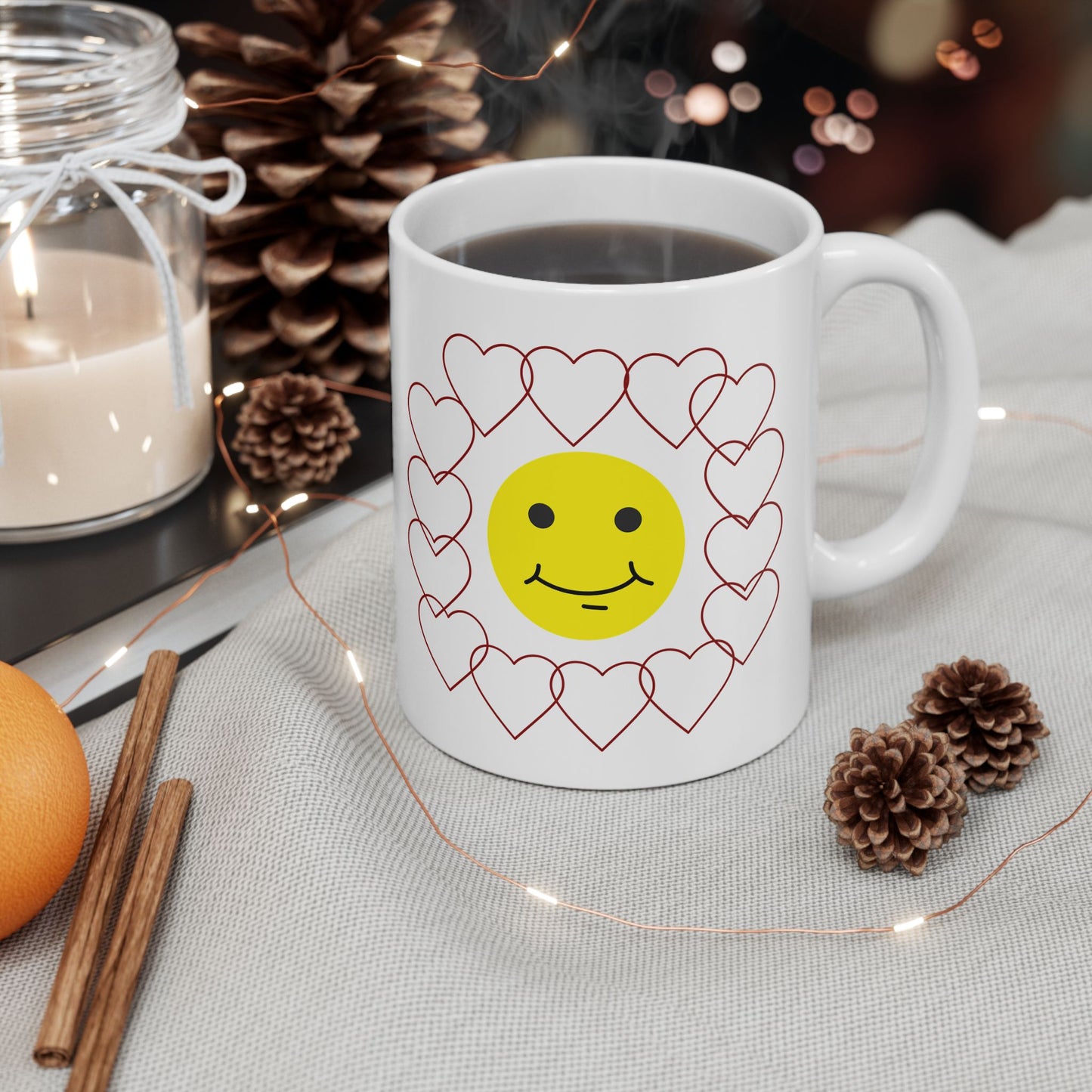 Smiley Face Heart Coffee Mug