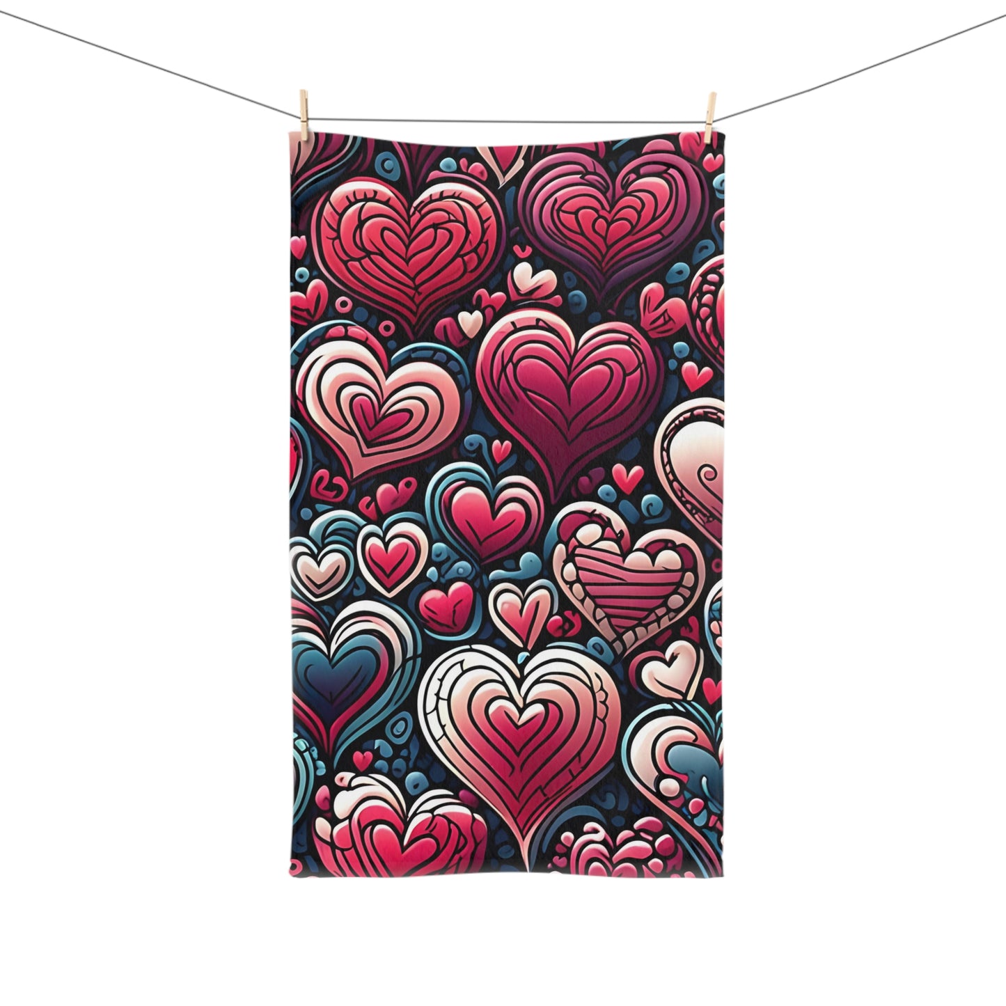 Decorative Heart Pattern - Romantic Hand Towel