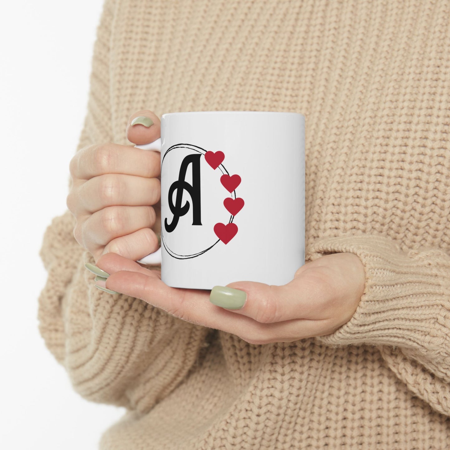 Letter "A" Heart Monogram Coffee Mug