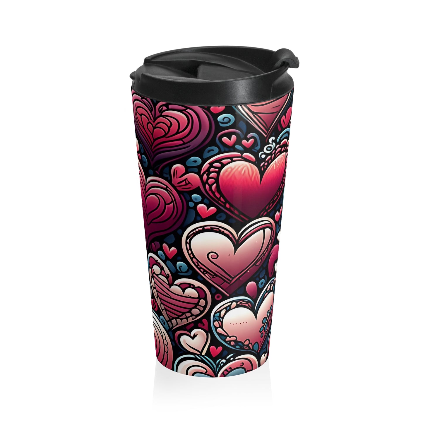 Decorative Heart Pattern - Romantic Stainless Steel Travel Mug