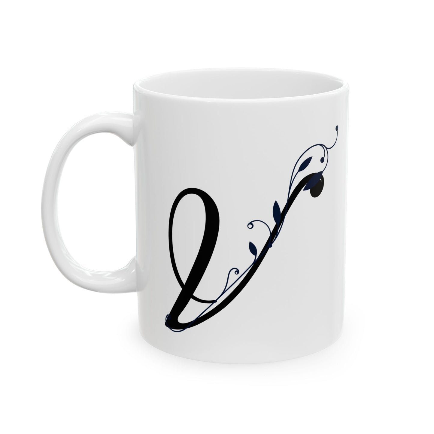Letter "V" Decorative Monogram Design Coffee Mug