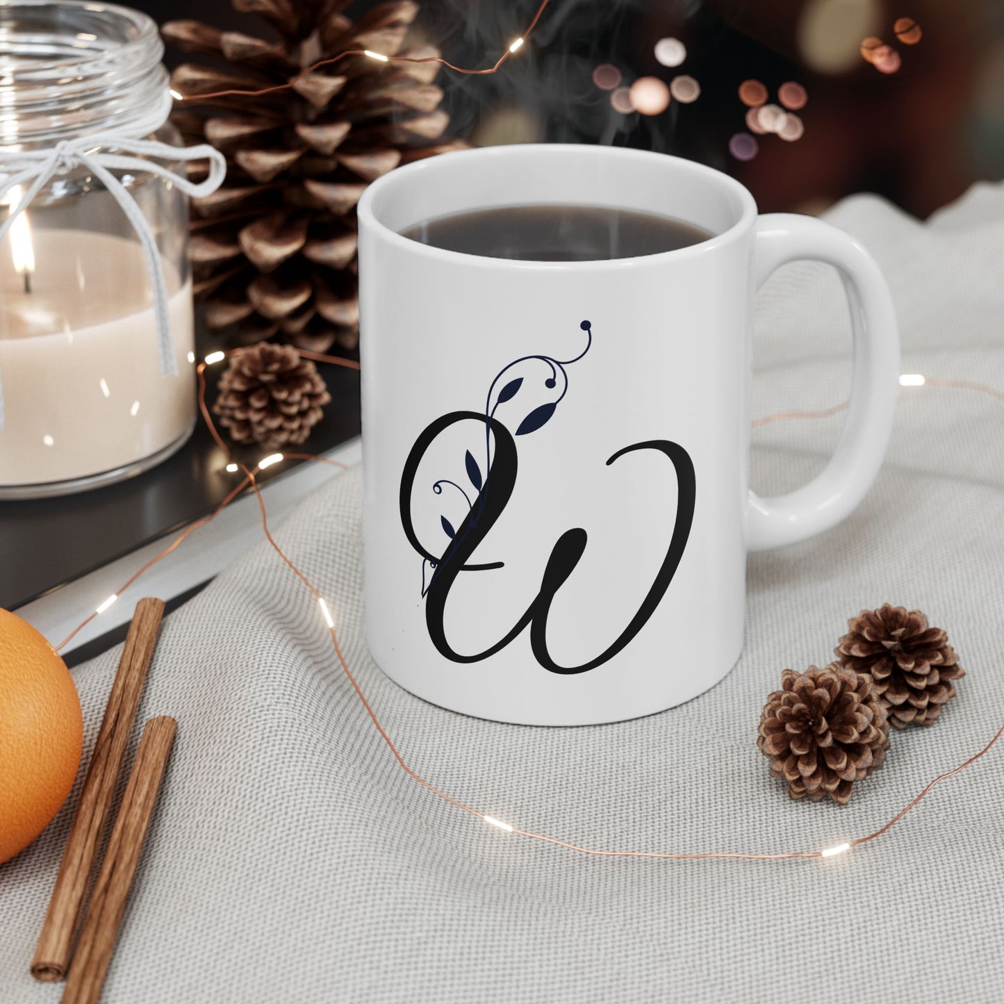 Letter "W" Decorative Monogram Design Coffee Mug