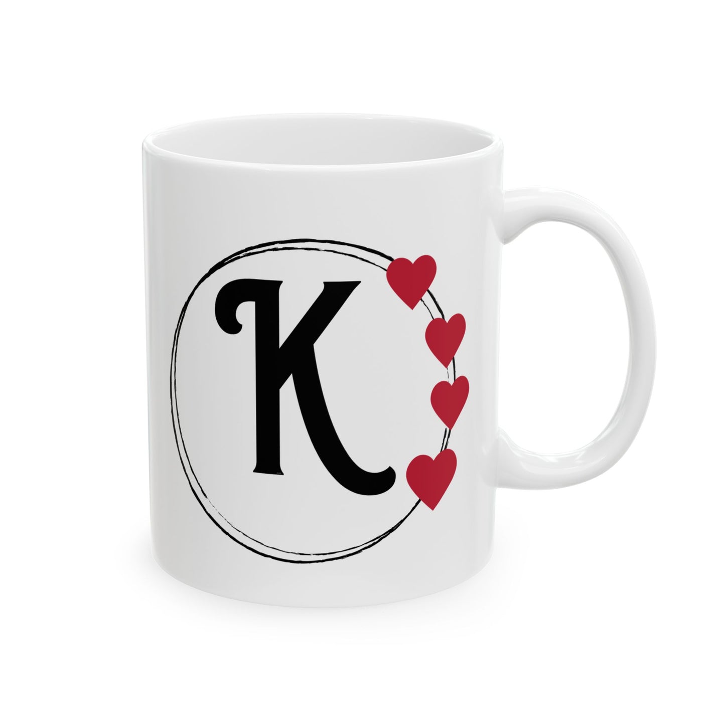 Letter "K" Monogram Heart Design Coffee Mug