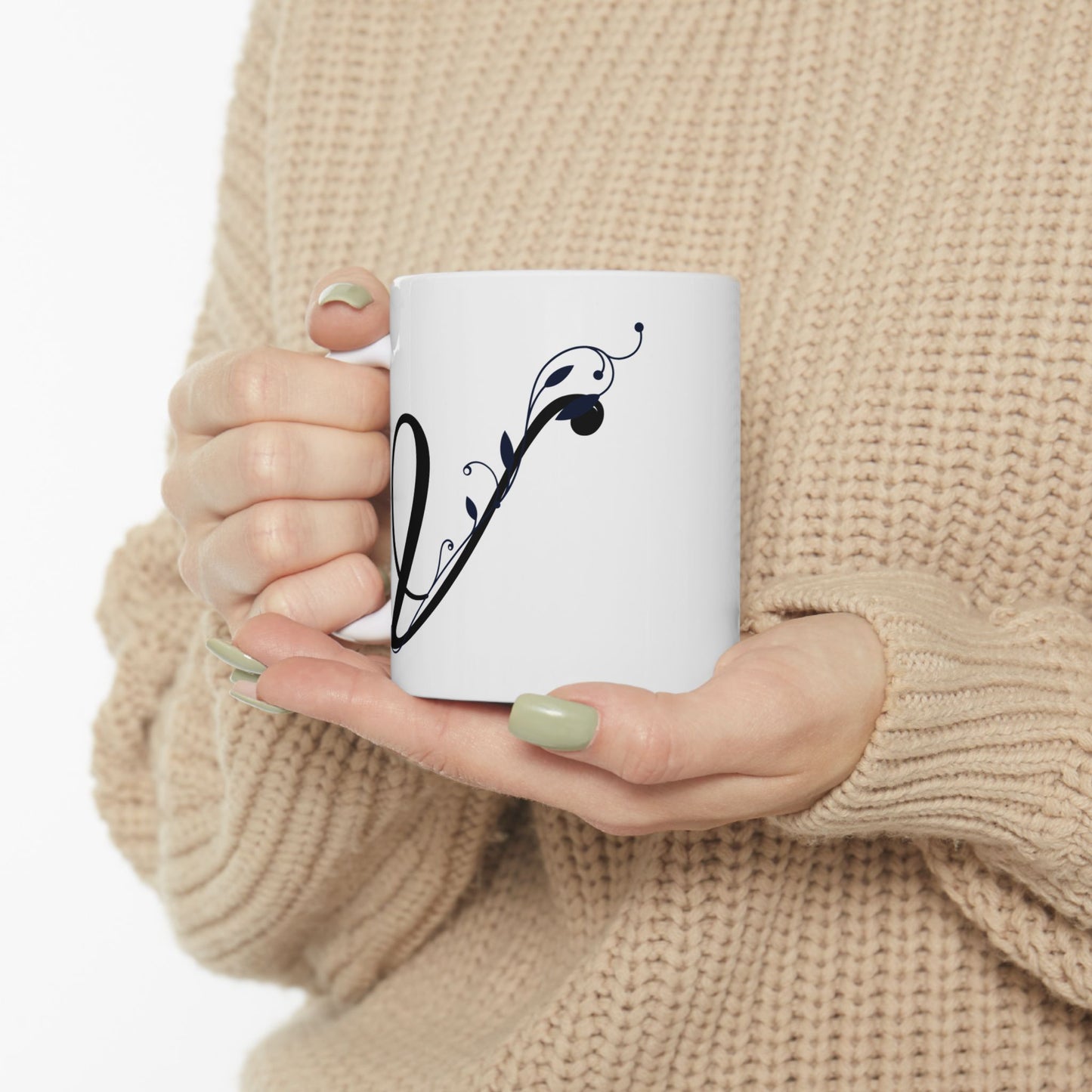 Letter "V" Decorative Monogram Design Coffee Mug