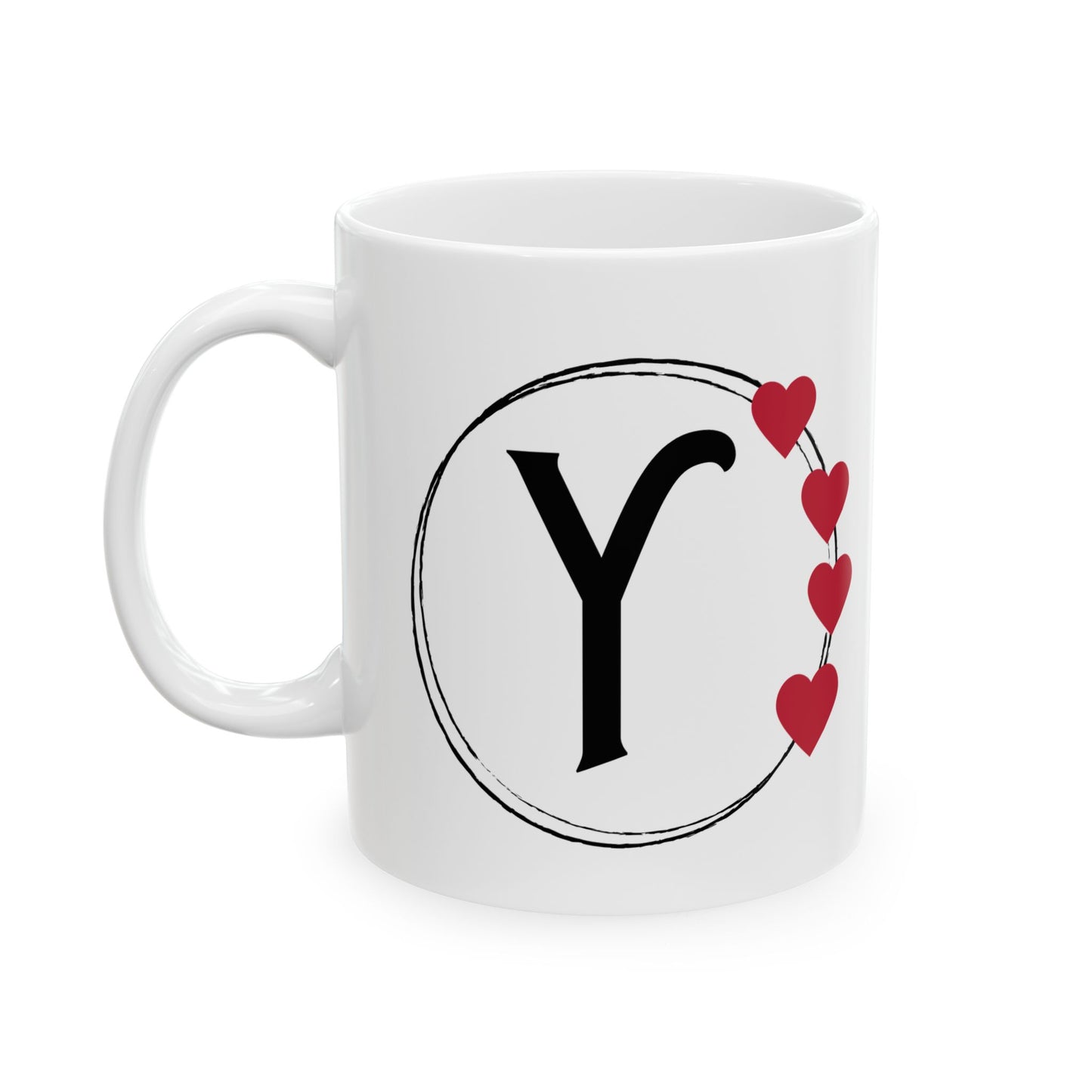 Letter "Y" Monogram Heart Design Coffee Mug