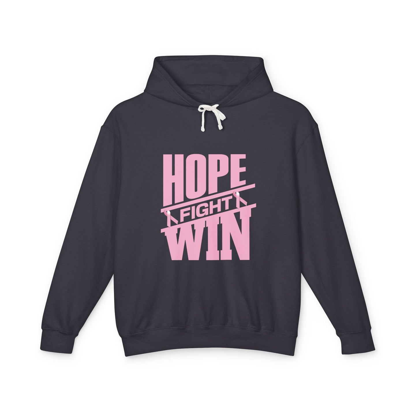Hope, Fight, Win - Breast Cancer Survivor Lightweight Hooded Sweatshirt