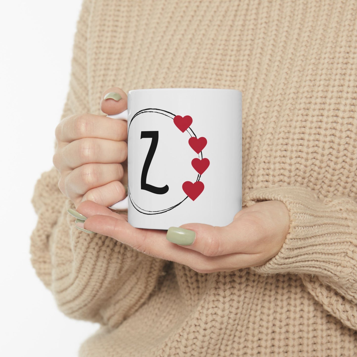 Letter "Z" Monogram Heart Design Coffee Mug