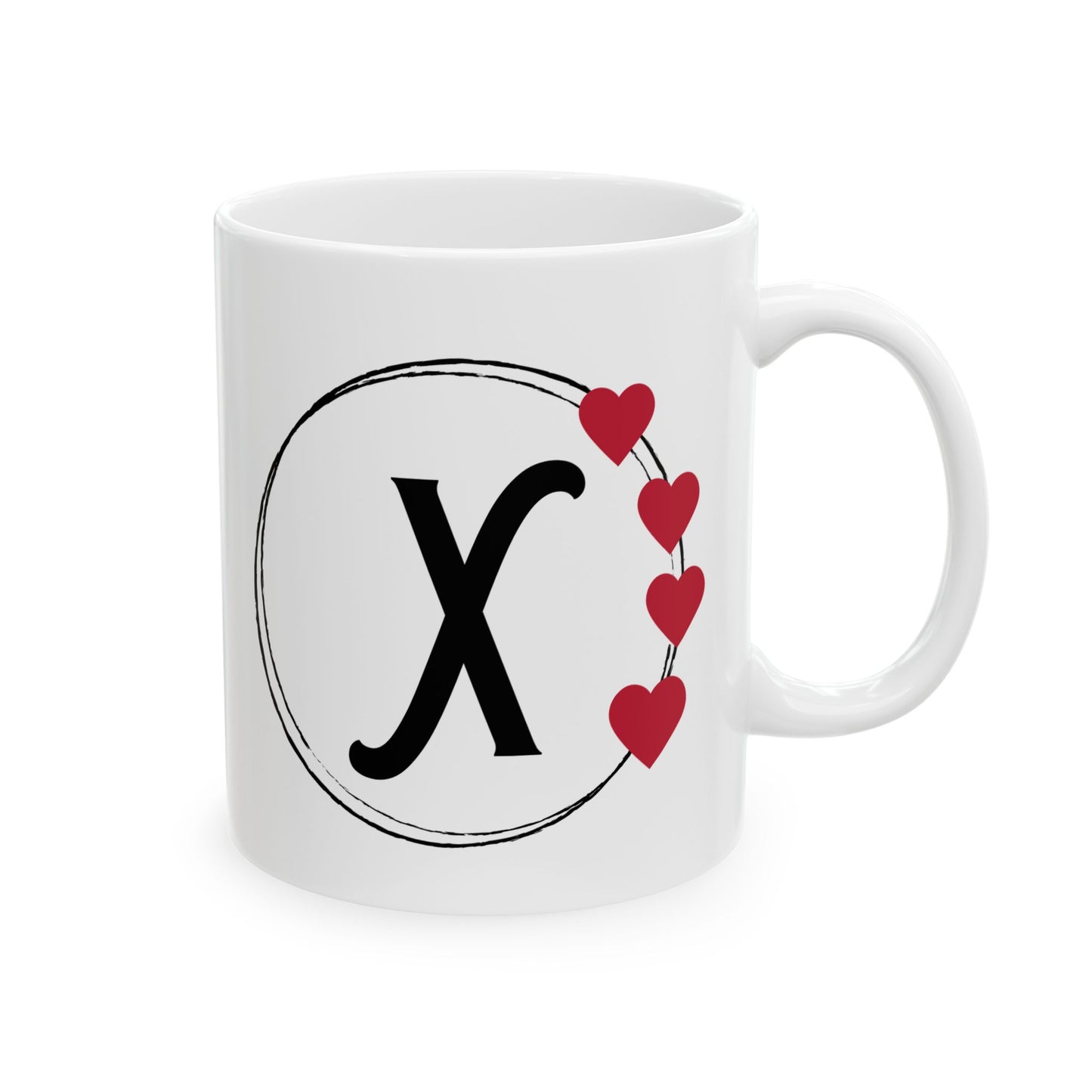 Letter "X" Monogram Heart Design Coffee Mug