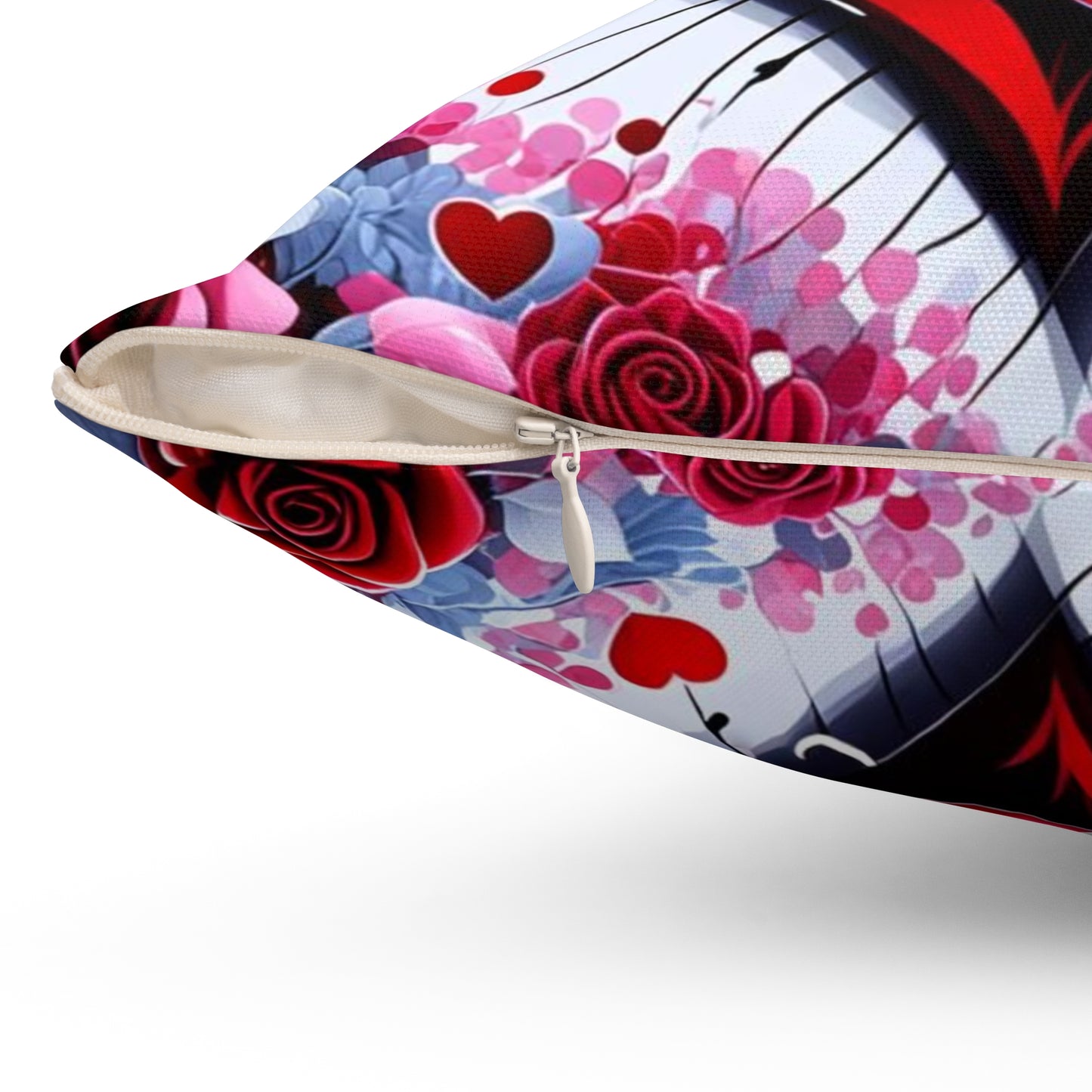 Rose Heart Polyester Square Pillow
