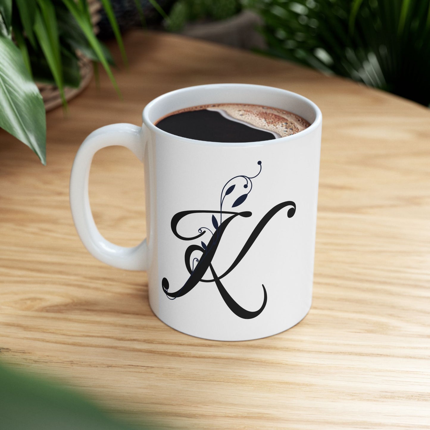 Letter "K" Decorative Monogram Design Coffee Mug