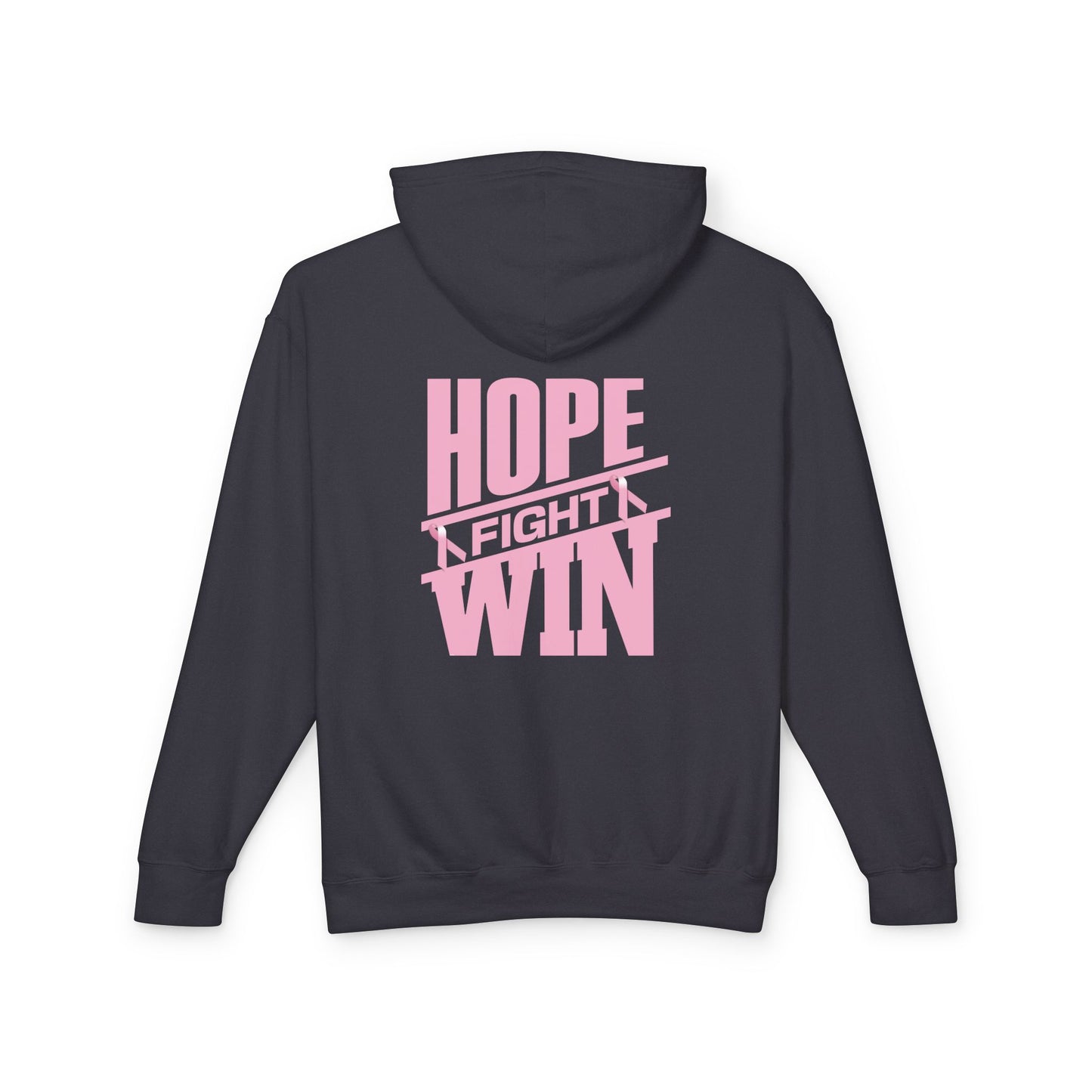 Hope, Fight, Win - Breast Cancer Survivor Lightweight Hooded Sweatshirt