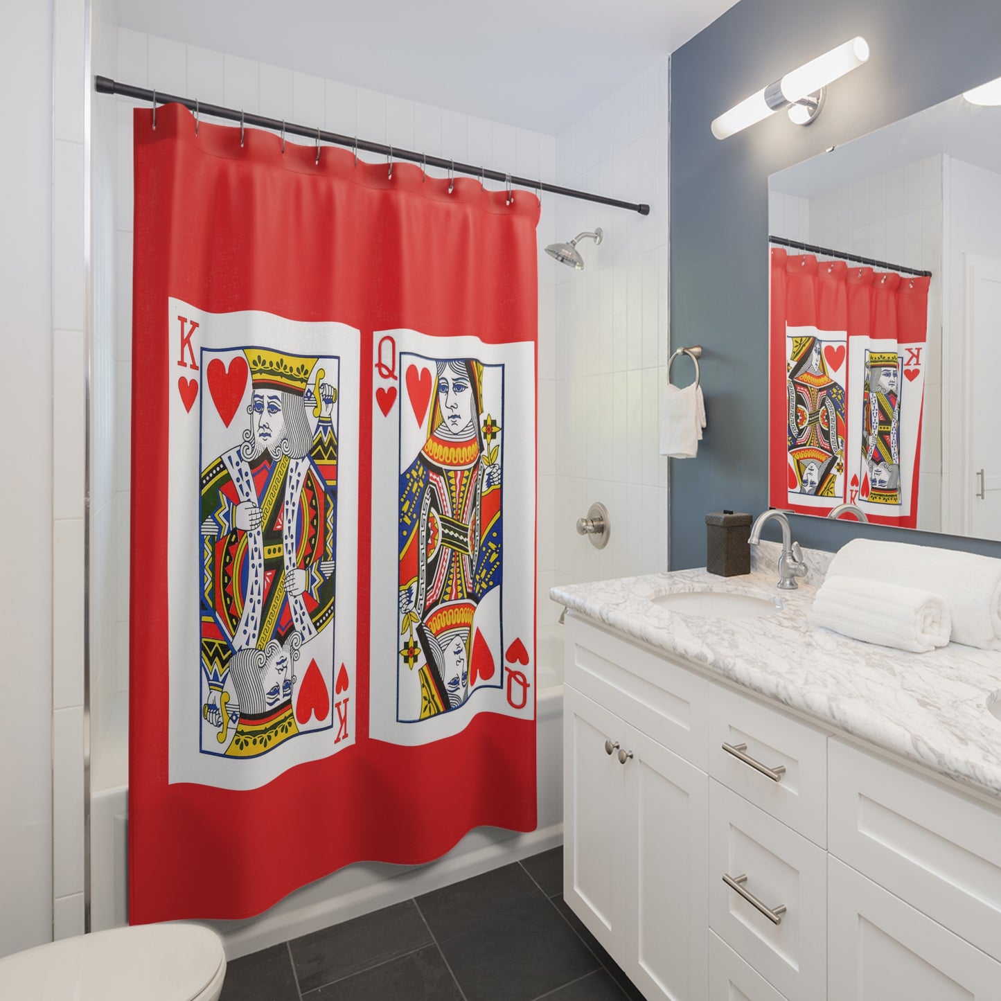 King and Queen of Hearts Playing Cards - Shower Curtain