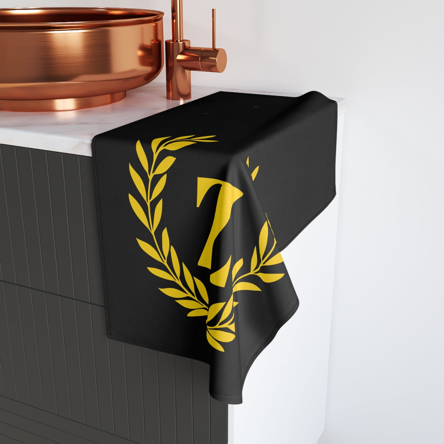 Elegant letter "Z" Gold Laurel Monogram Hand Towel