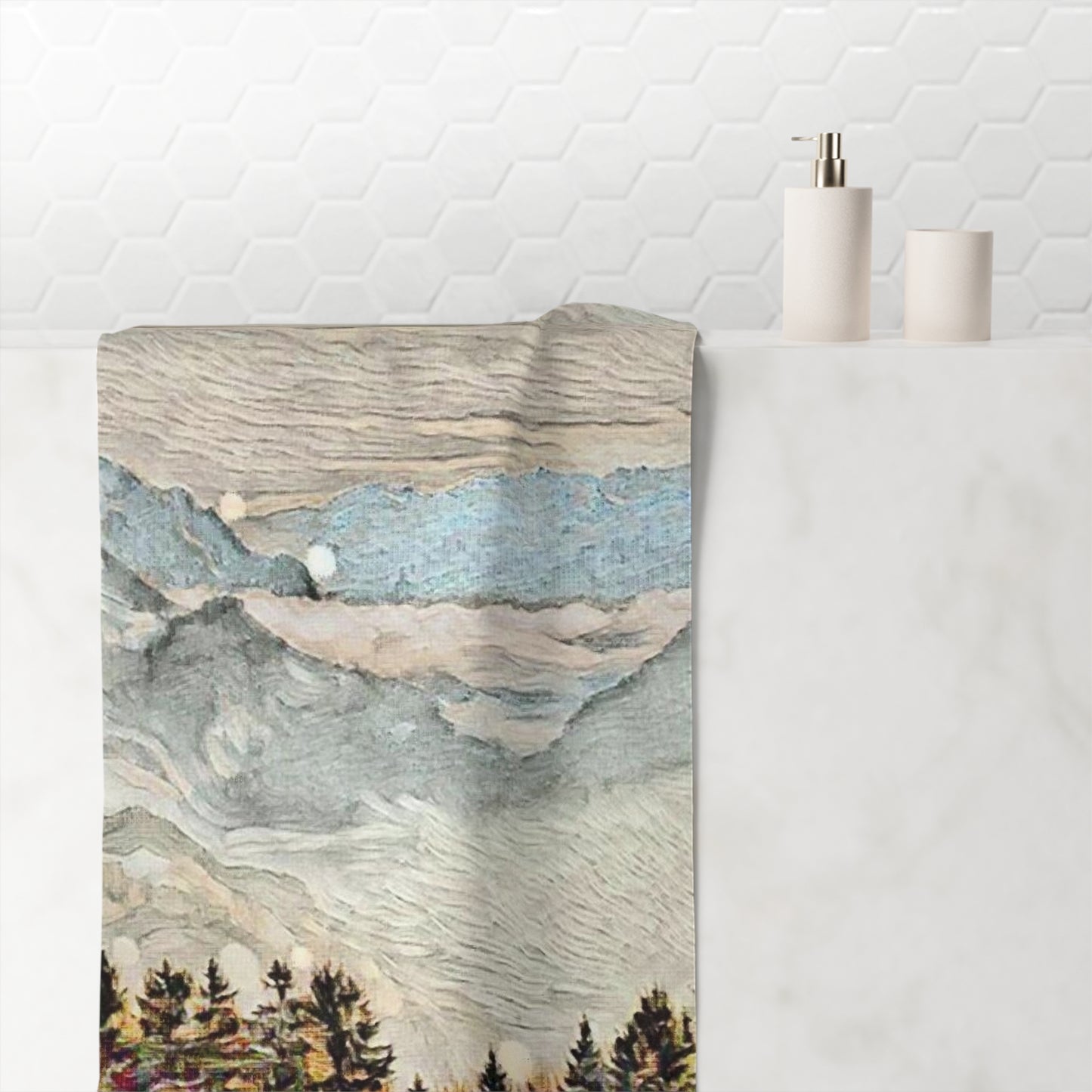 Misty Forest Mountains Premium Towel