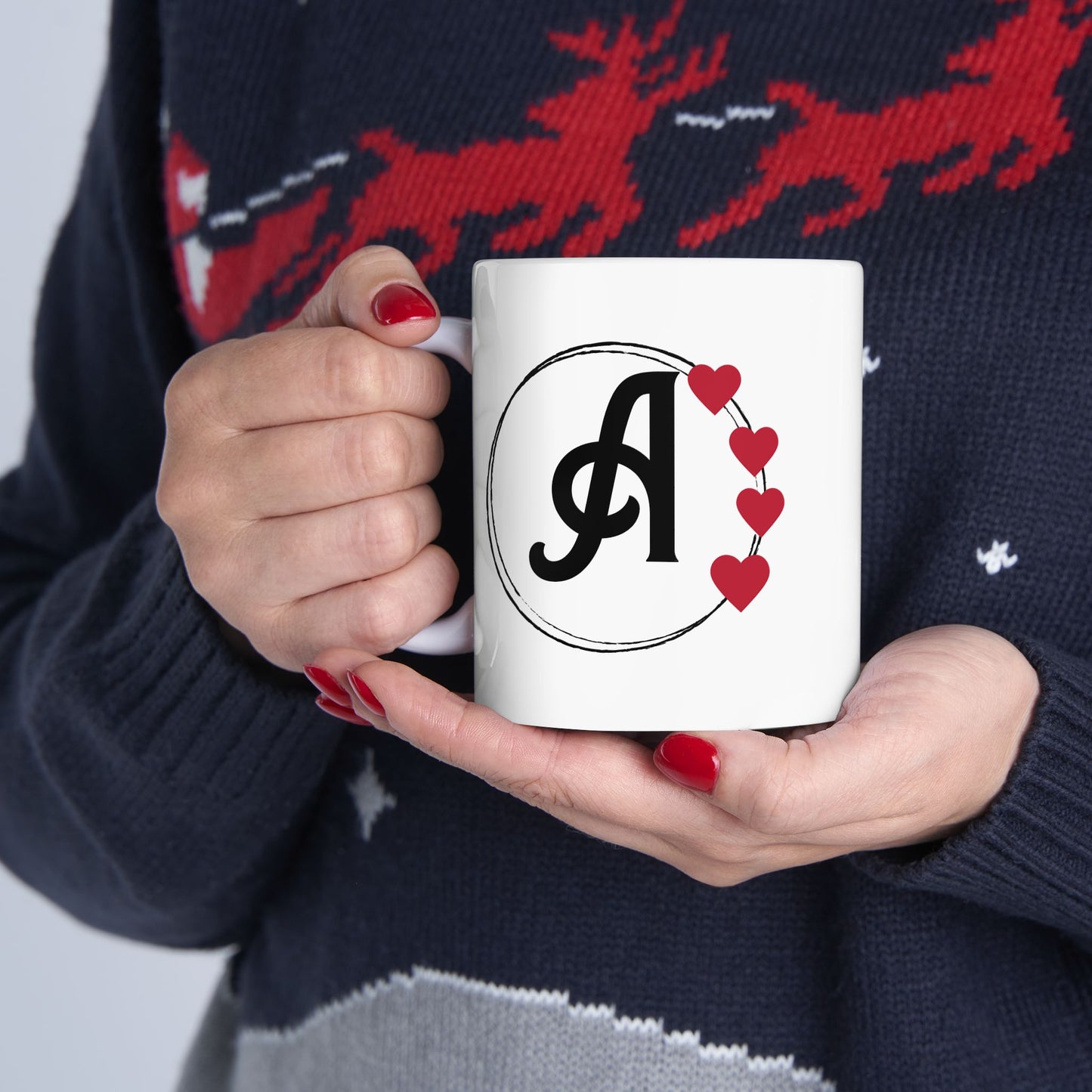 Letter "A" Heart Monogram Coffee Mug