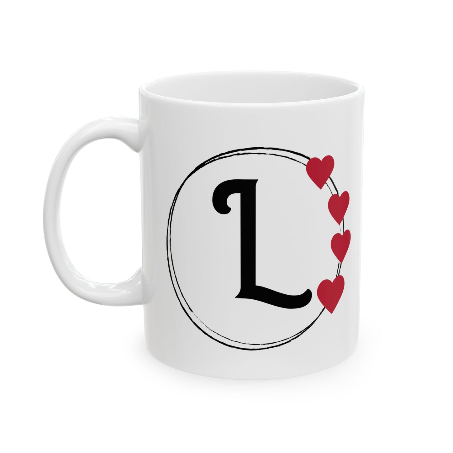 Letter "L" Monogram Heart Design Coffee Mug