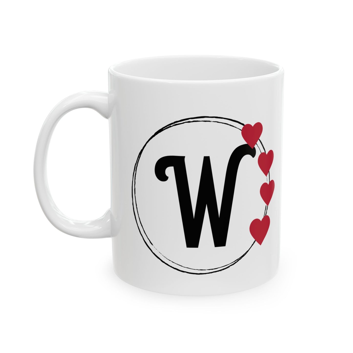 Letter "W" Monogram Heart Design Coffee Mug