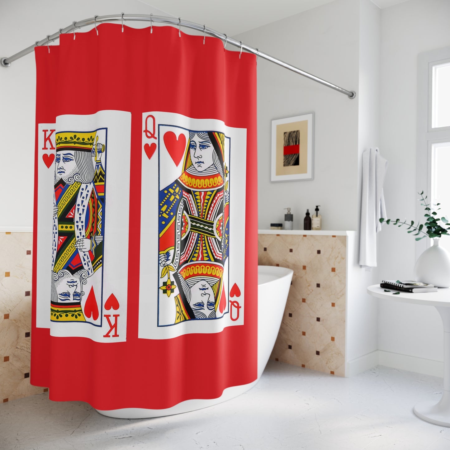 King and Queen of Hearts Playing Cards - Shower Curtain