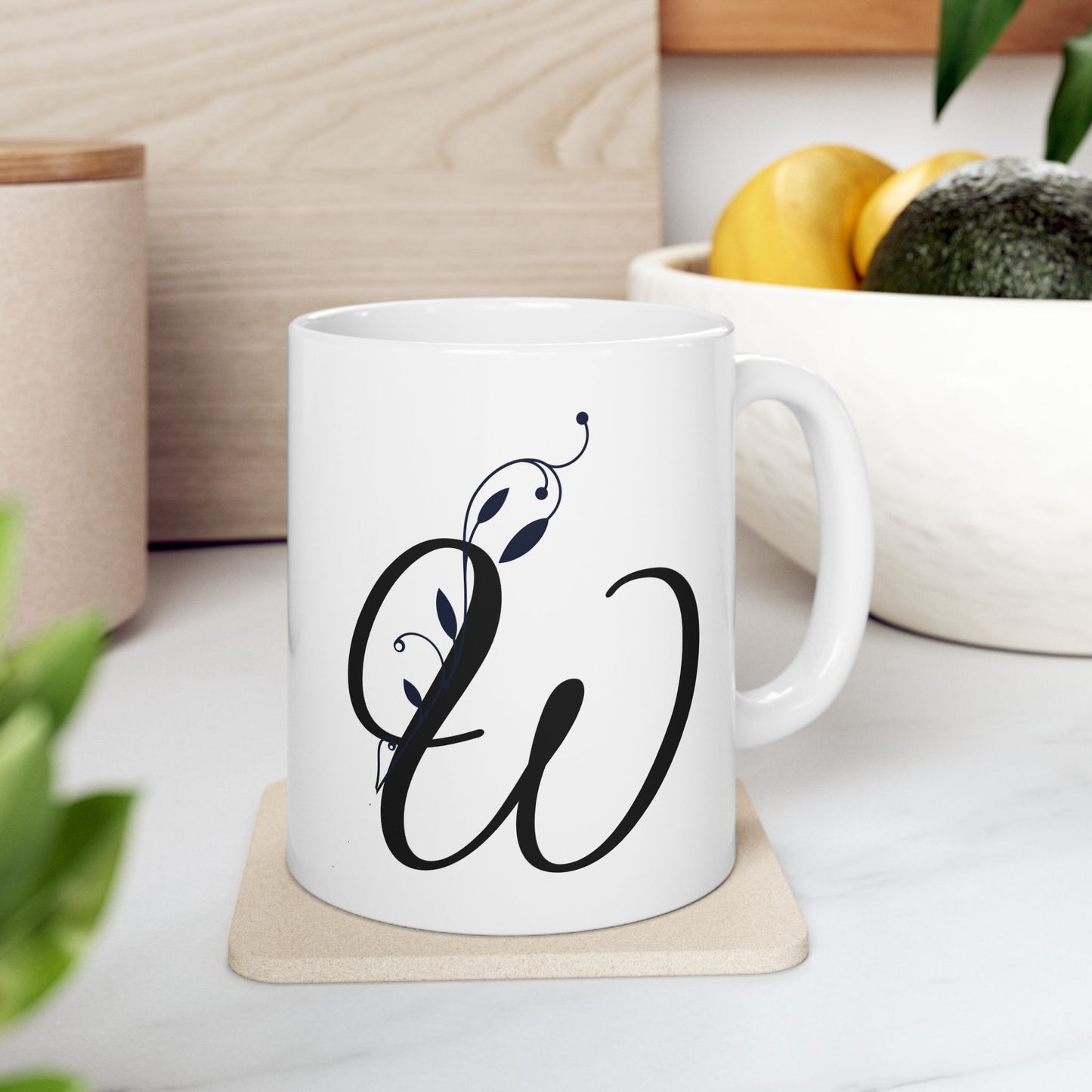 Letter "W" Decorative Monogram Design Coffee Mug