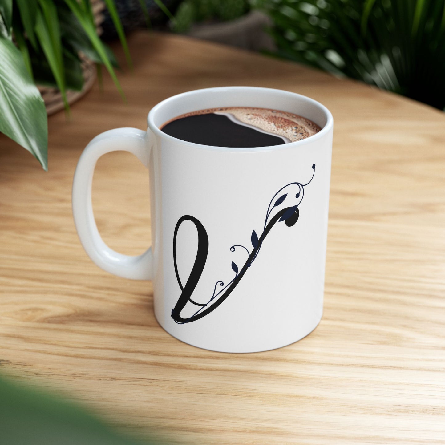 Letter "V" Decorative Monogram Design Coffee Mug