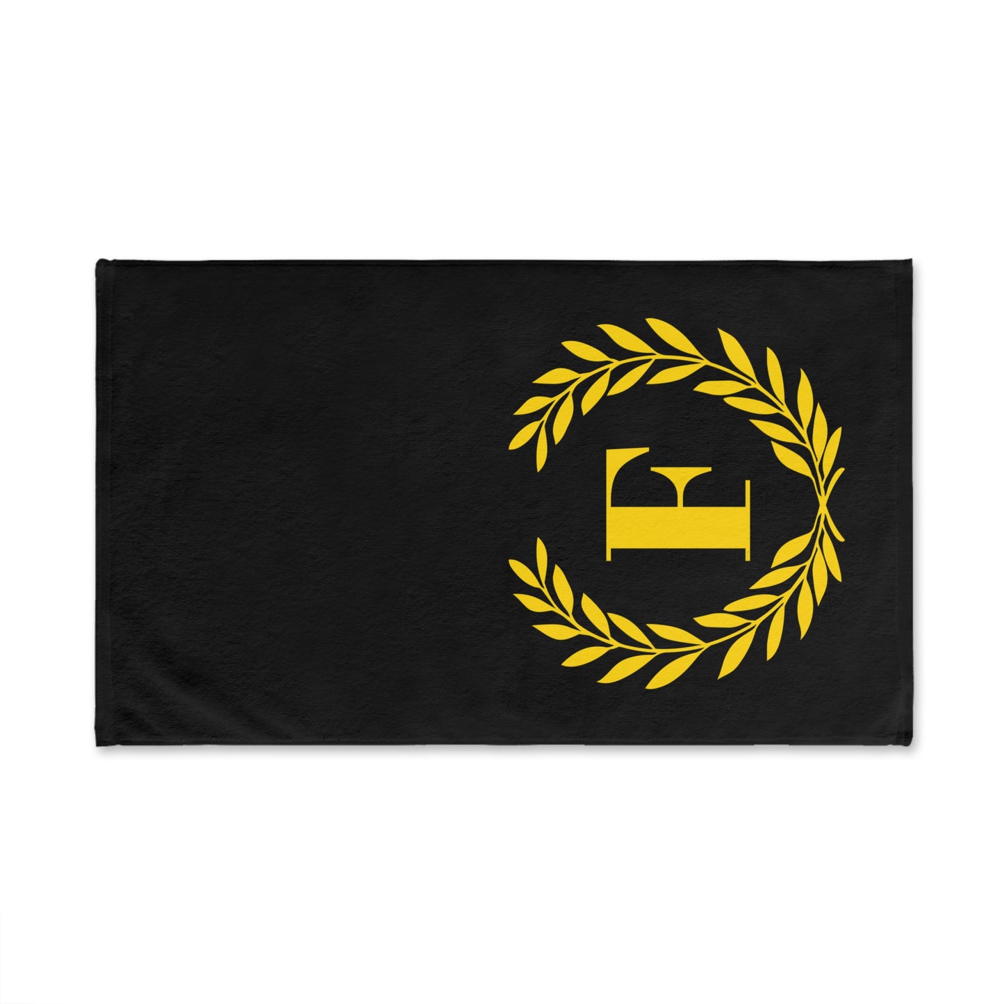 Elegant letter "F" Gold Laurel Monogram Hand Towel