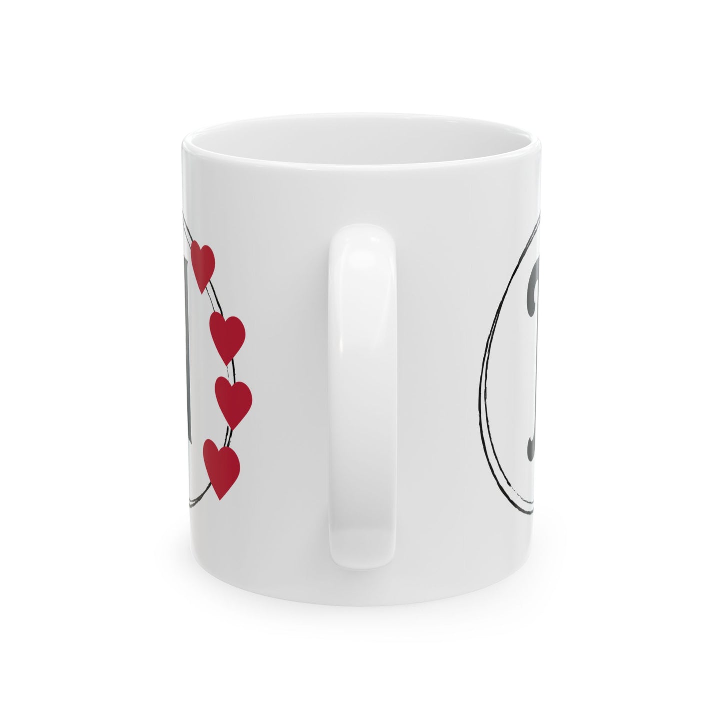 Letter "N" Monogram Heart Design Coffee Mug