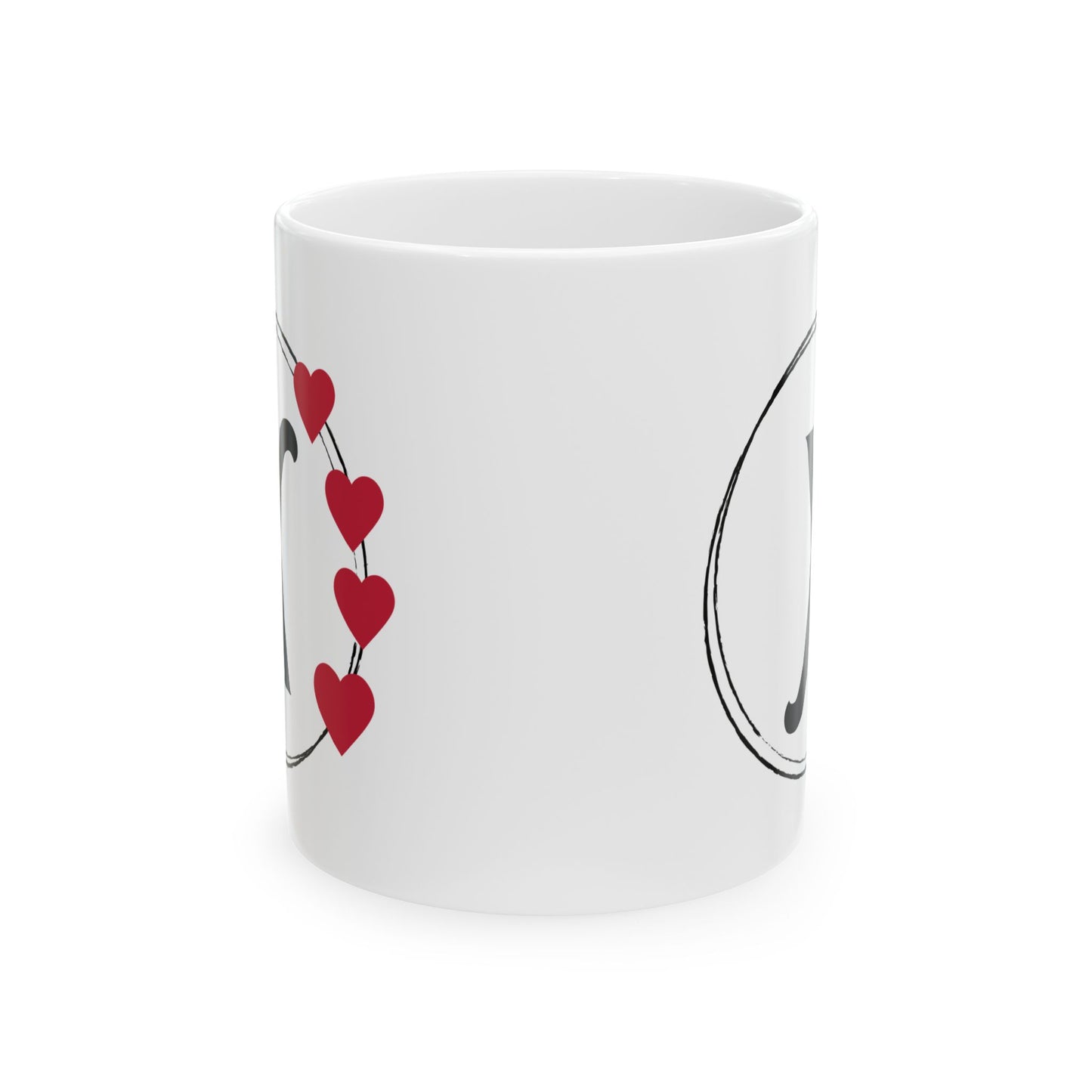 Letter "X" Monogram Heart Design Coffee Mug