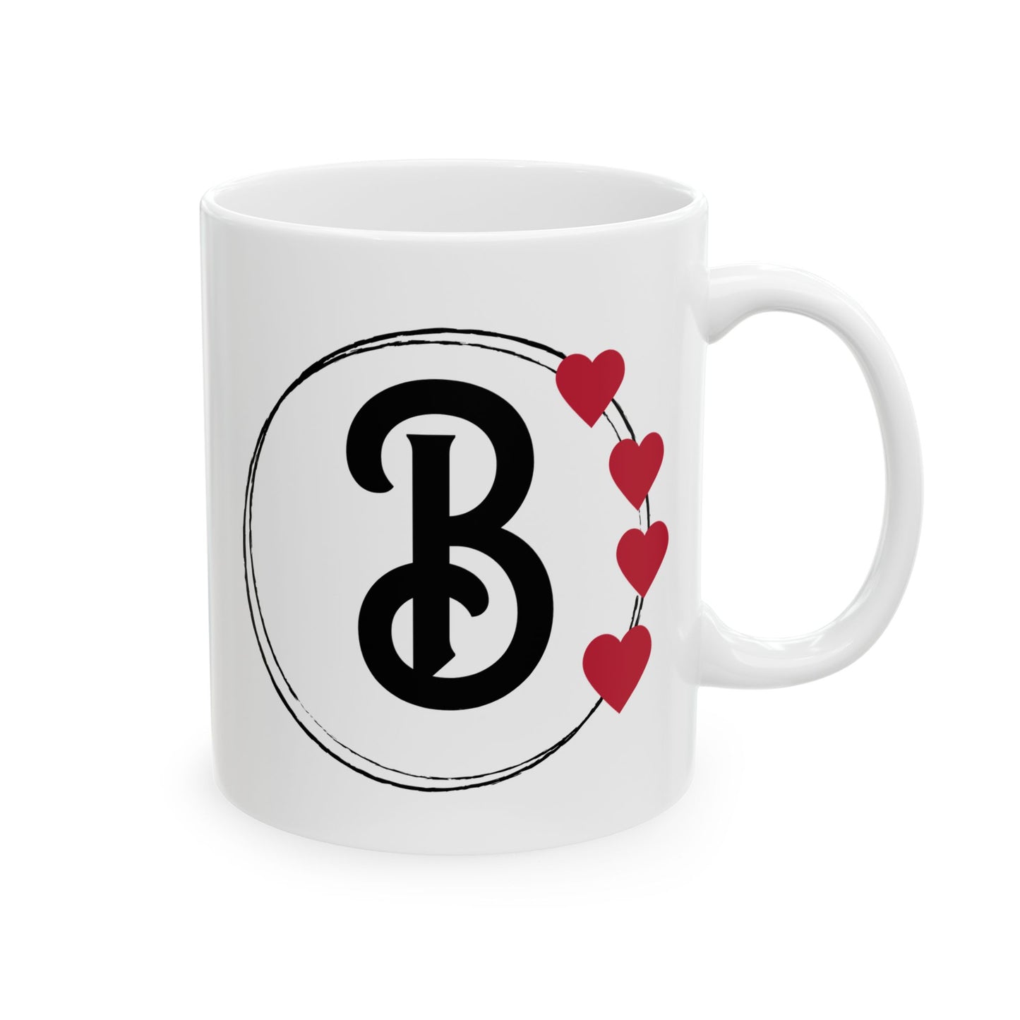 Letter "B" Heart Monogram Coffee Mug