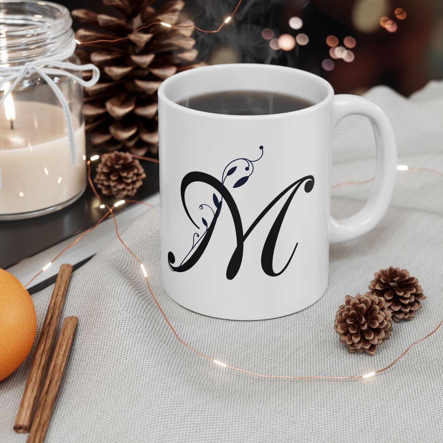 Letter "M" Decorative Monogram Design Coffee Mug