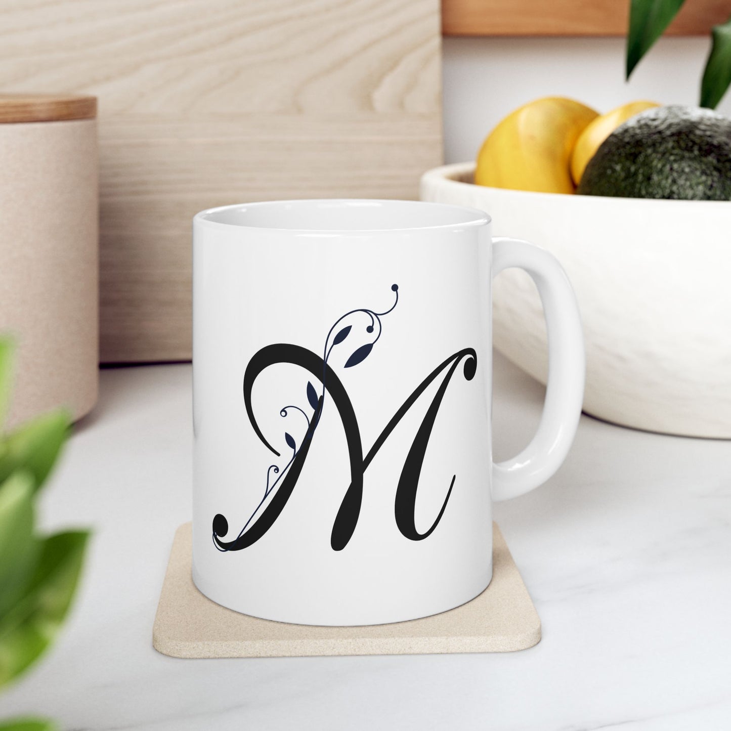 Letter "M" Decorative Monogram Design Coffee Mug