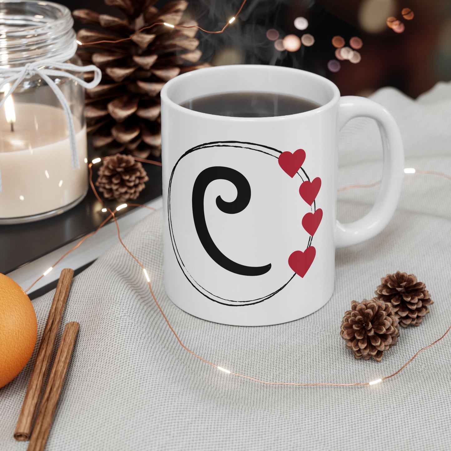Letter "C" Monogram Heart Design Coffee Mug