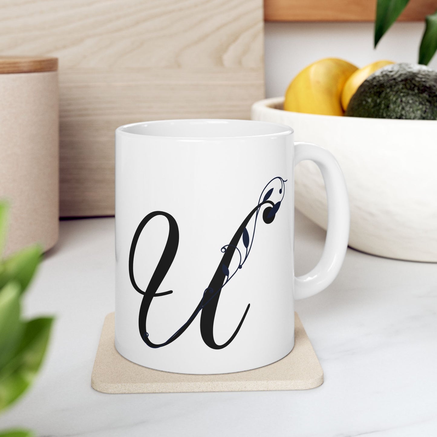 Letter "U" Decorative Monogram Design Coffee Mug