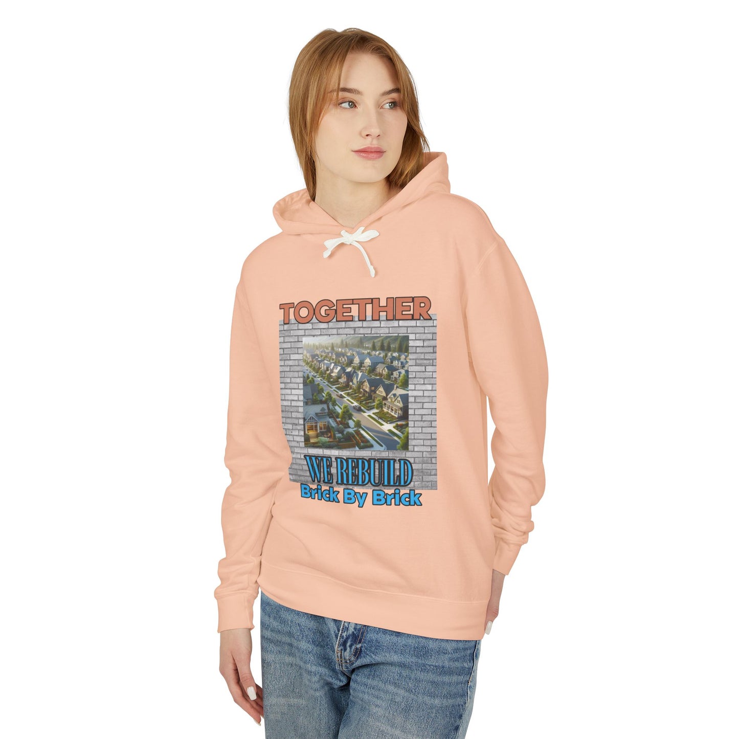 Together We Rebuild Unisex Lightweight Hooded Sweatshirt