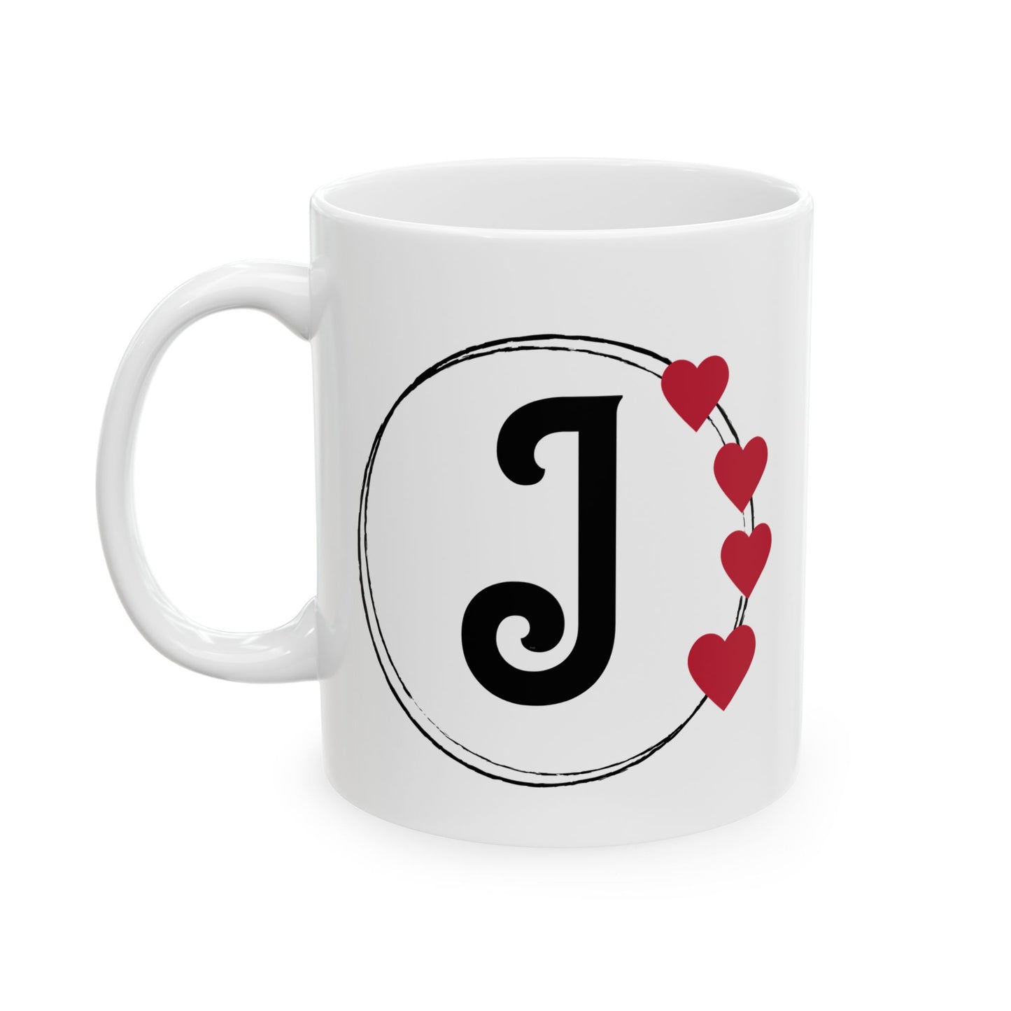 Letter "J" Monogram Heart Design Coffee Mug