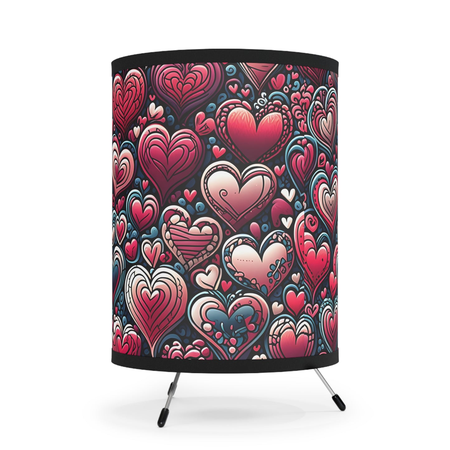 Decorative Heart Pattern - Romantic Tripod Lamp with High-Res Printed Shade, US\CA plug