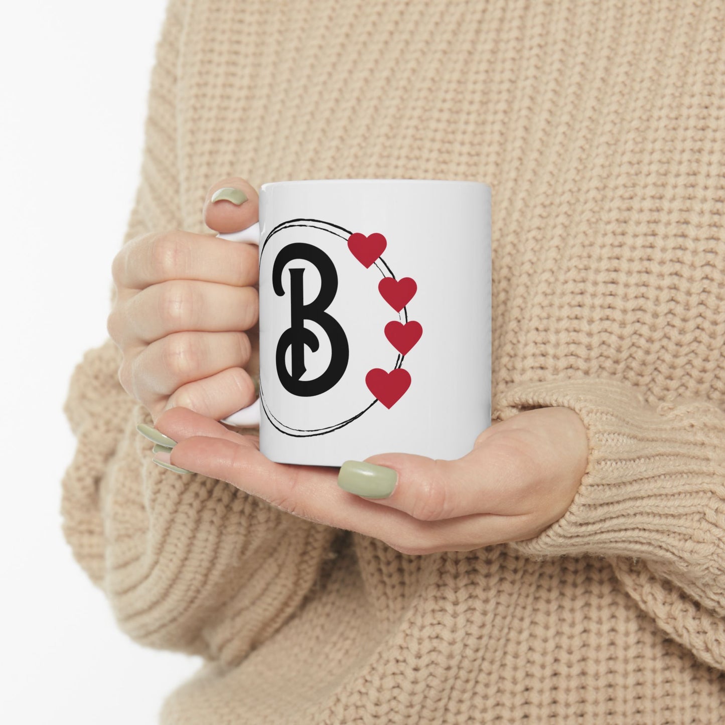 Letter "B" Heart Monogram Coffee Mug