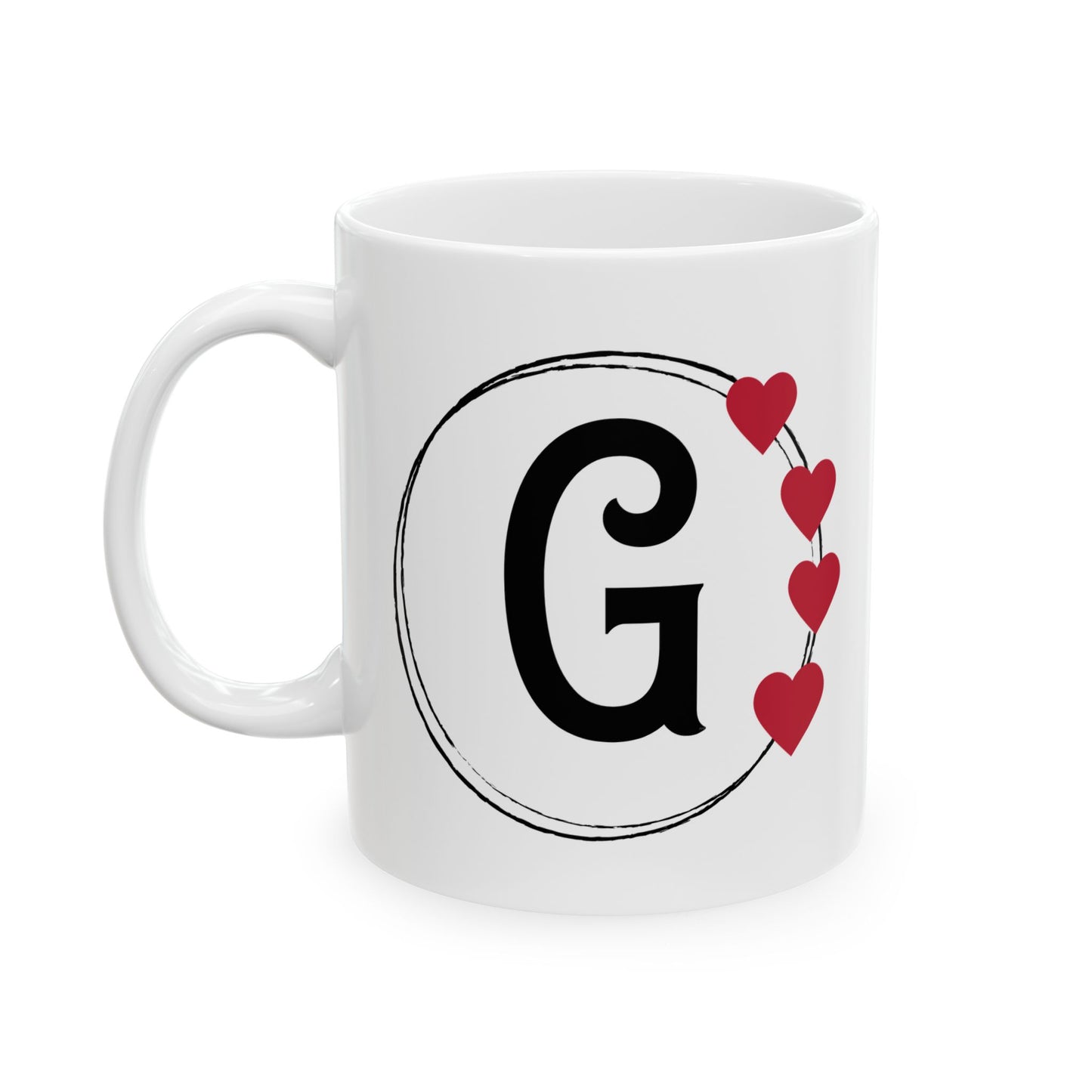 Letter "G" Monogram Heart Design Coffee Mug