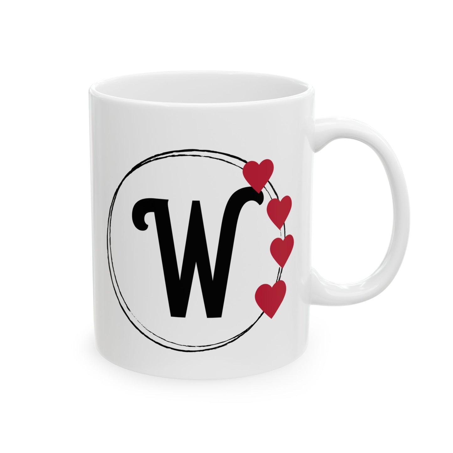 Letter "W" Monogram Heart Design Coffee Mug