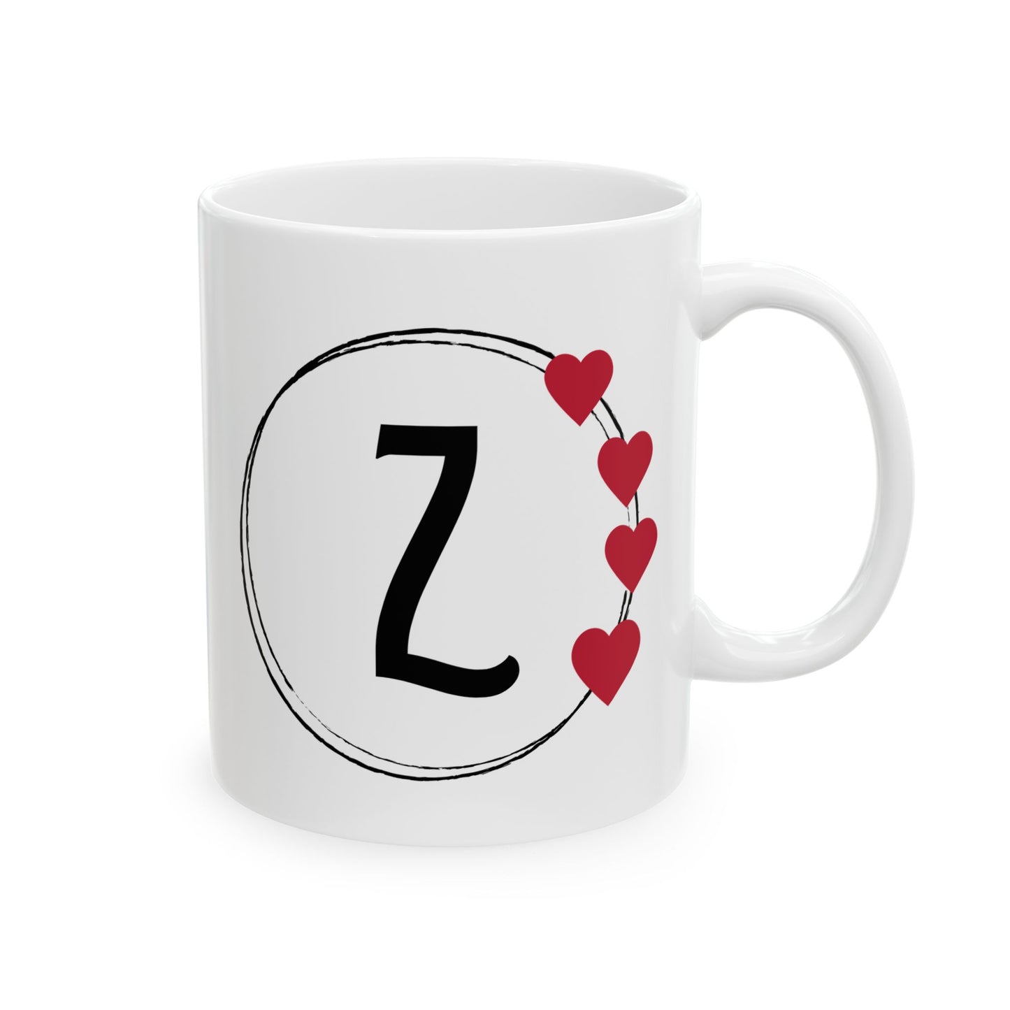 Letter "Z" Monogram Heart Design Coffee Mug