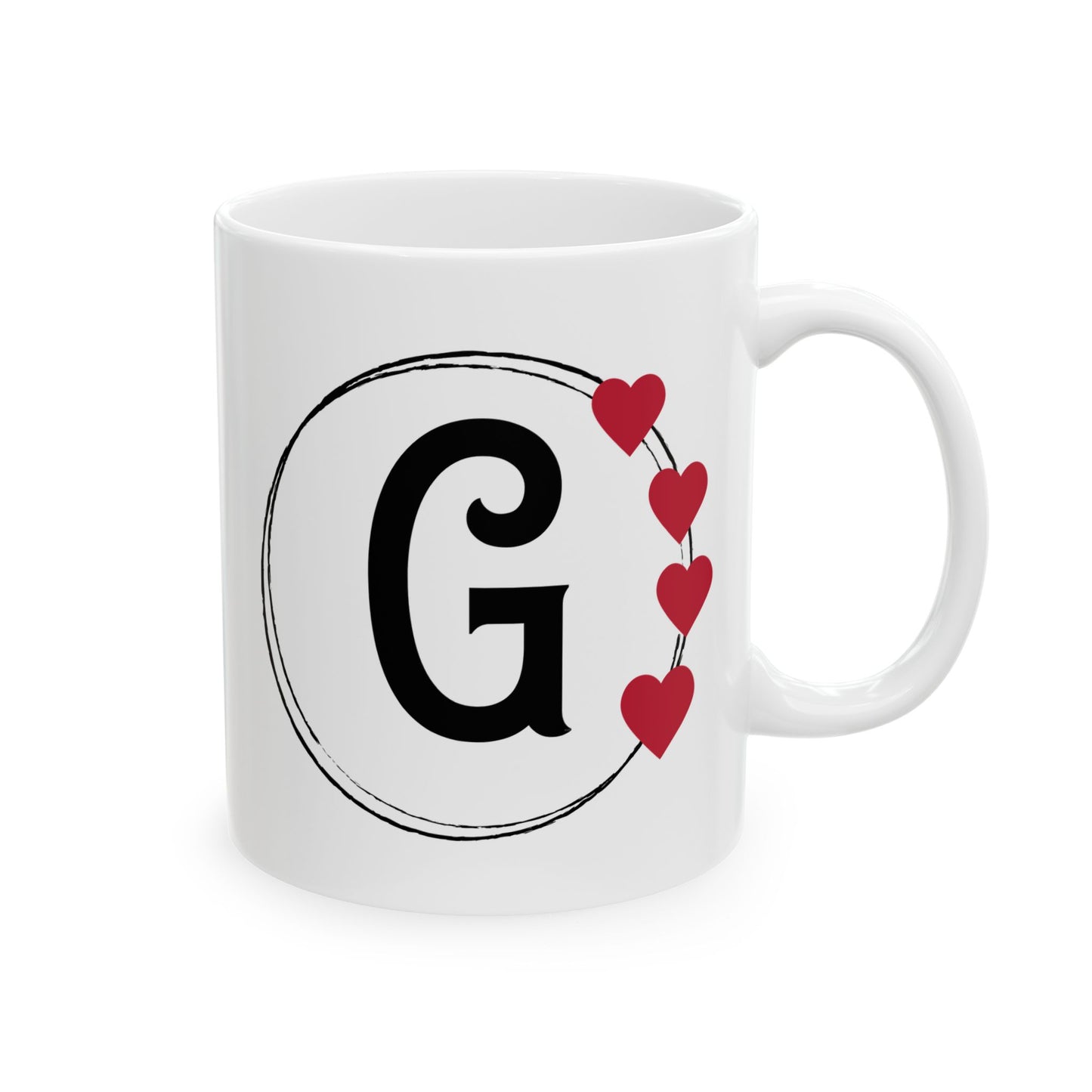 Letter "G" Monogram Heart Design Coffee Mug