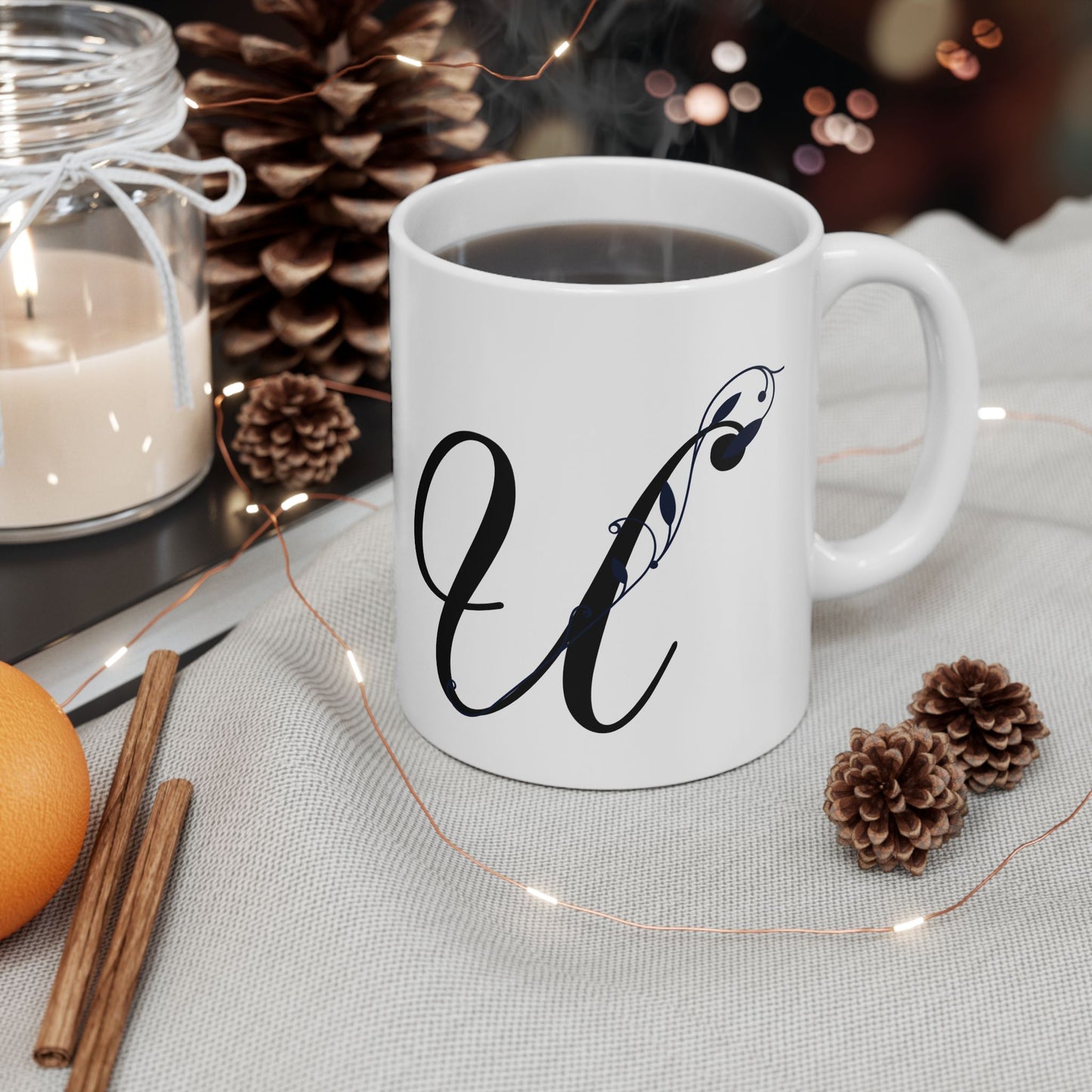 Letter "U" Decorative Monogram Design Coffee Mug